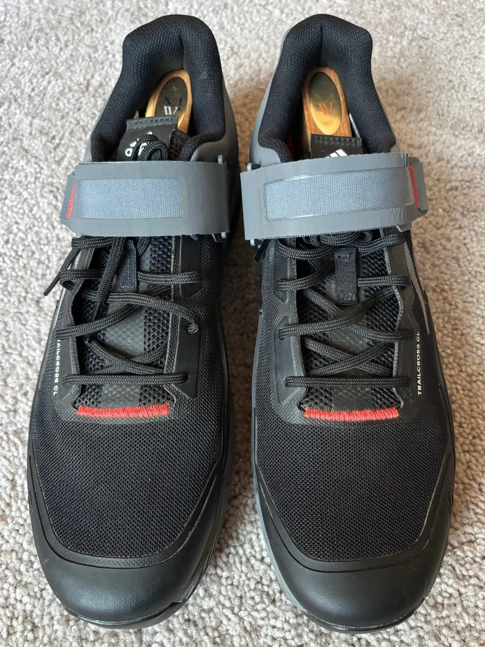 adidas Men’s Black and Gray Trailcross CL Mountain Biking Shoes with Red Accents